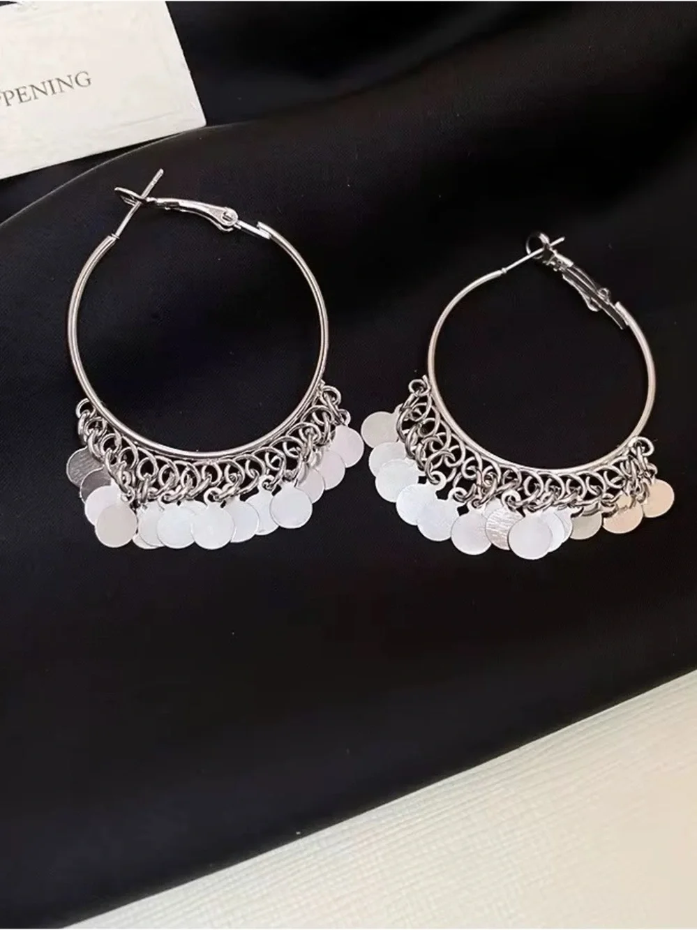 ***Vintage-inspired Gold Coin Fringe Hoop Earrings - Women Jewelry